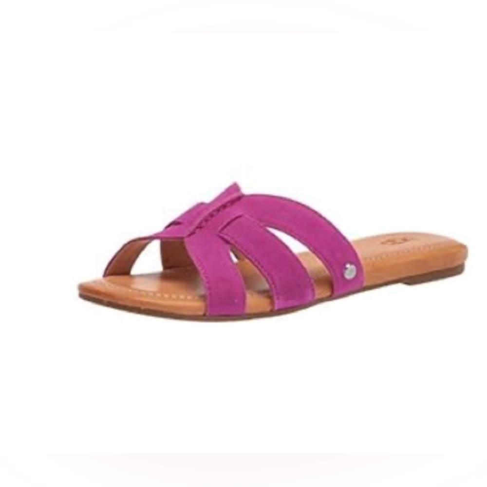 Ugg Womens Teague Flat Sandal, size 6.5, used - dragon fruit suede